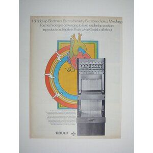 Vintage Gould Electronics Electrochemistry Electromechanics Metallurgy Ad Print